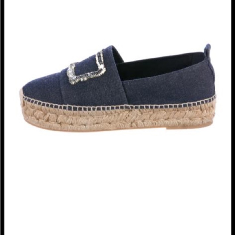 Roger Vivier Denim Crystal Buckle Espadrilles I’m size EU 37.5